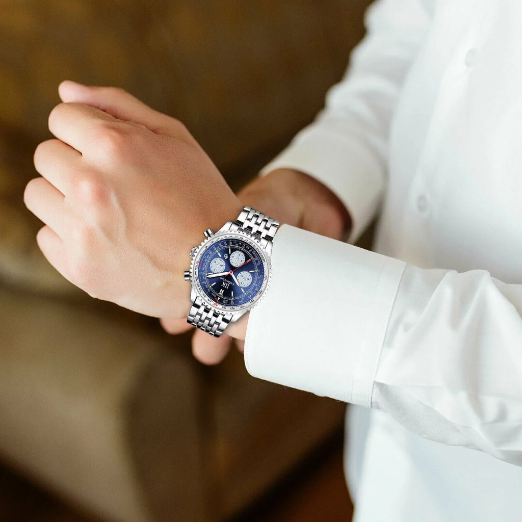 Luminous Hombre De Steel Stainless Bracelet Watch Waterproof Men Quartz Relojes