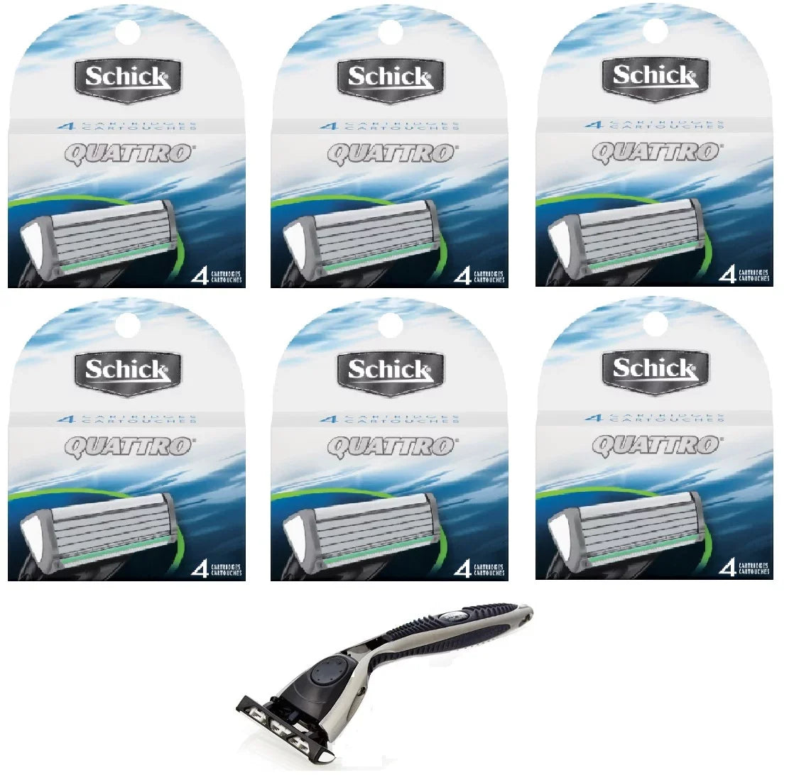 Refill Razor Ct. Compatible Pack) + Quattro 4 (6 Schick Cartridges,