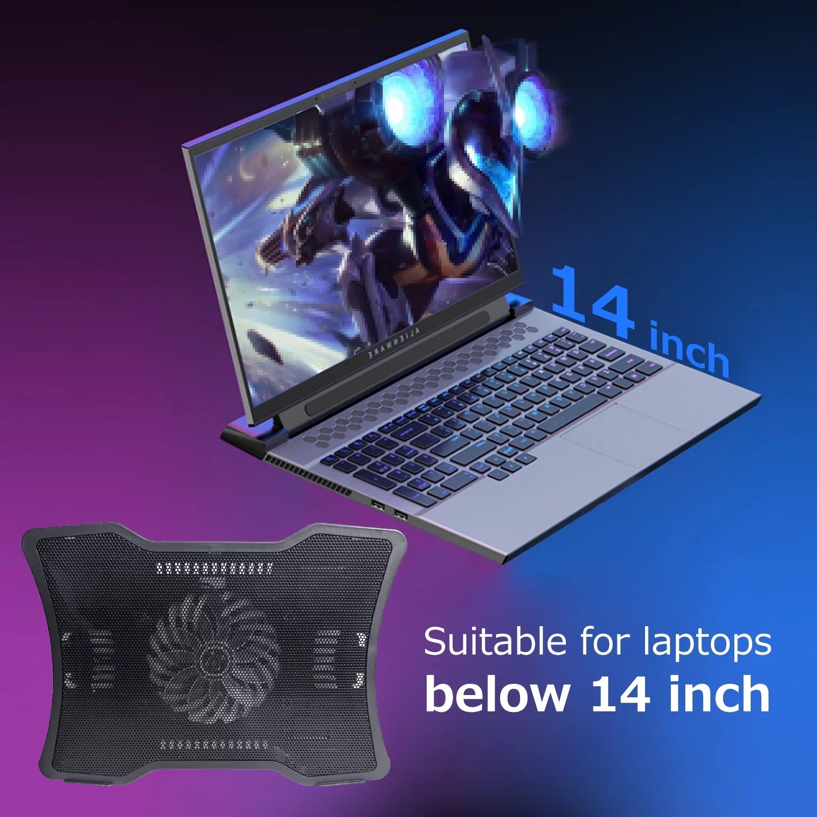 Arealer Fan Below Noise Portable Base Two Cooler Laptops Laptop inch Support USB Design Laptop Cooling 14 Single Low Ports