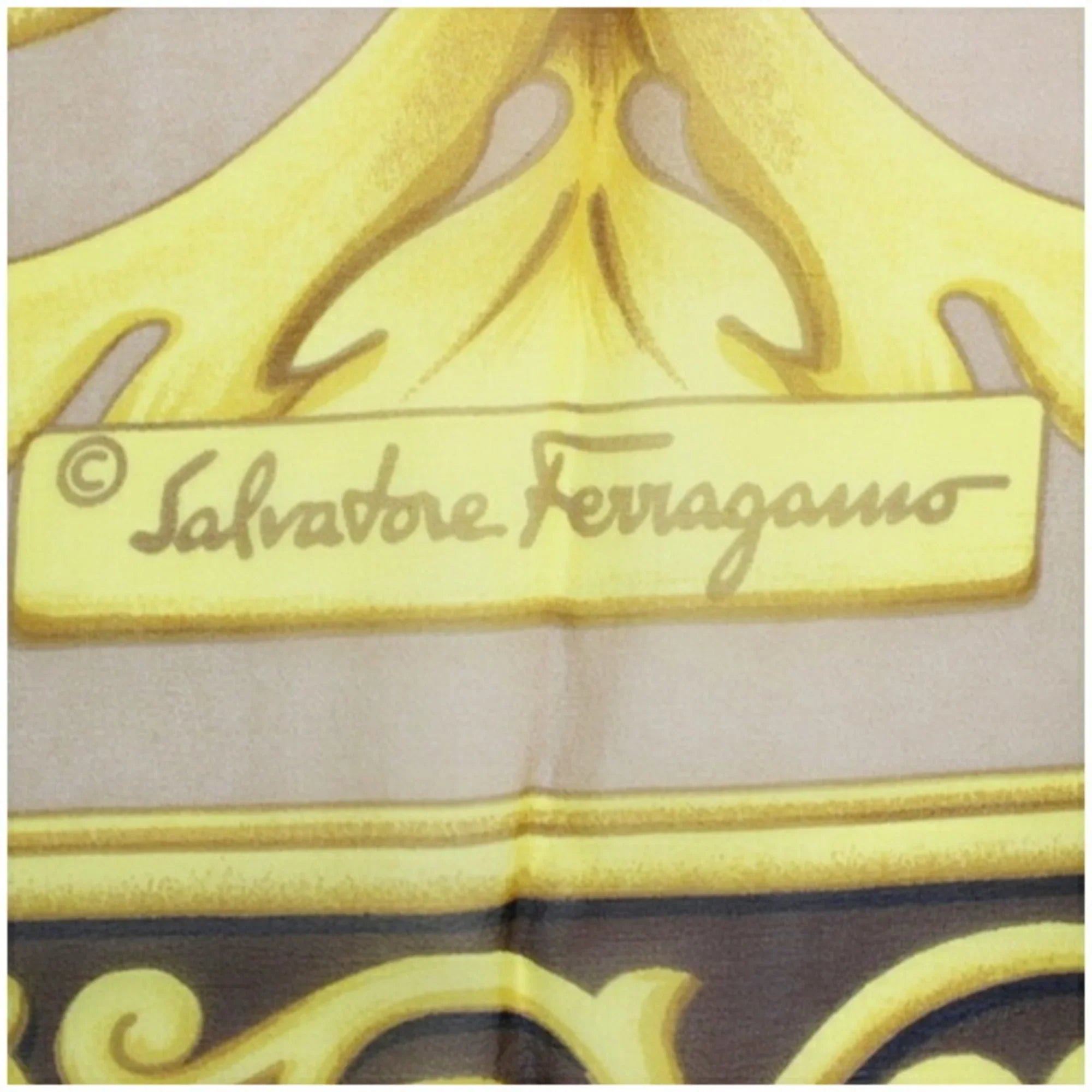 Large Scarf Wine Women's Ferragamo (Good) Beige Pre-Owned Muffler Silk x Salvatore Pattern Tiger