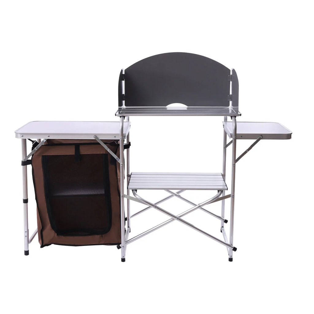 Portable Table Cabinet Miumaeov Camping Picnic Folding BBQ Storage Kitchen Rack Table
