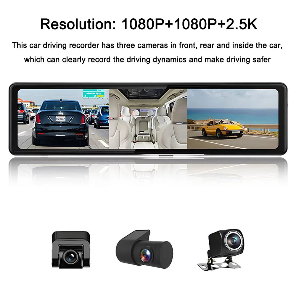 Car Screen Touched Screen Rearview Video Cam Camera Cameras 2.5k Mirror Cam Andoer Car Clear Bt 2.5k Bt Mirror Camera,3 12in Car Clear Car Dash Car 2.5k Mirror Dash Rearview 12in Bt 2.5k Car