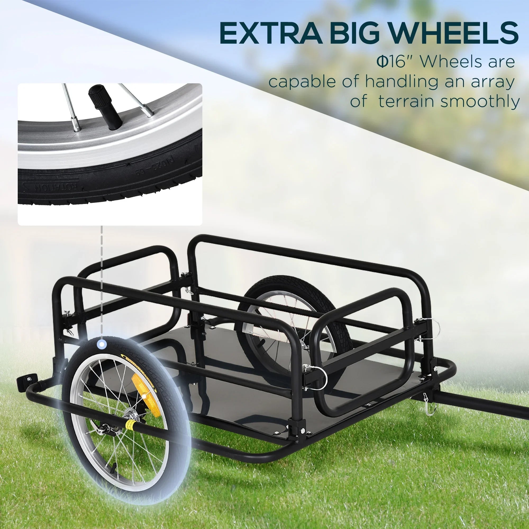 Bike Hitch, Aosom Bicycle Trailer with Trailer Wagon Foldable Cargo Black Cart