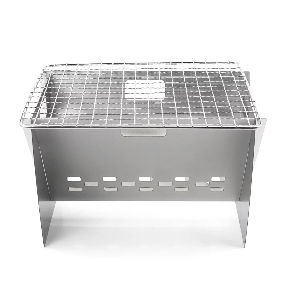 Stainless Steel Portable Plate, Burning Wood Camping Radirus Cooking Stove, BBQs Stove with Perfect Outdoor Folding Grill and for Cooking
