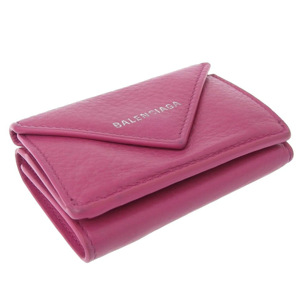 with wallet leather 391446 paper BALENCIAGA mini hook (Good) Balenciaga tri-fold pink Pre-Owned