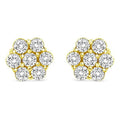 Brilliant 14K Screwback Gold CTTW Clarity Stud Earrings, 0.50 - Color Round I-J Jewels Cluster SI2-I1 Diamond Cut Yellow Infinite Floral