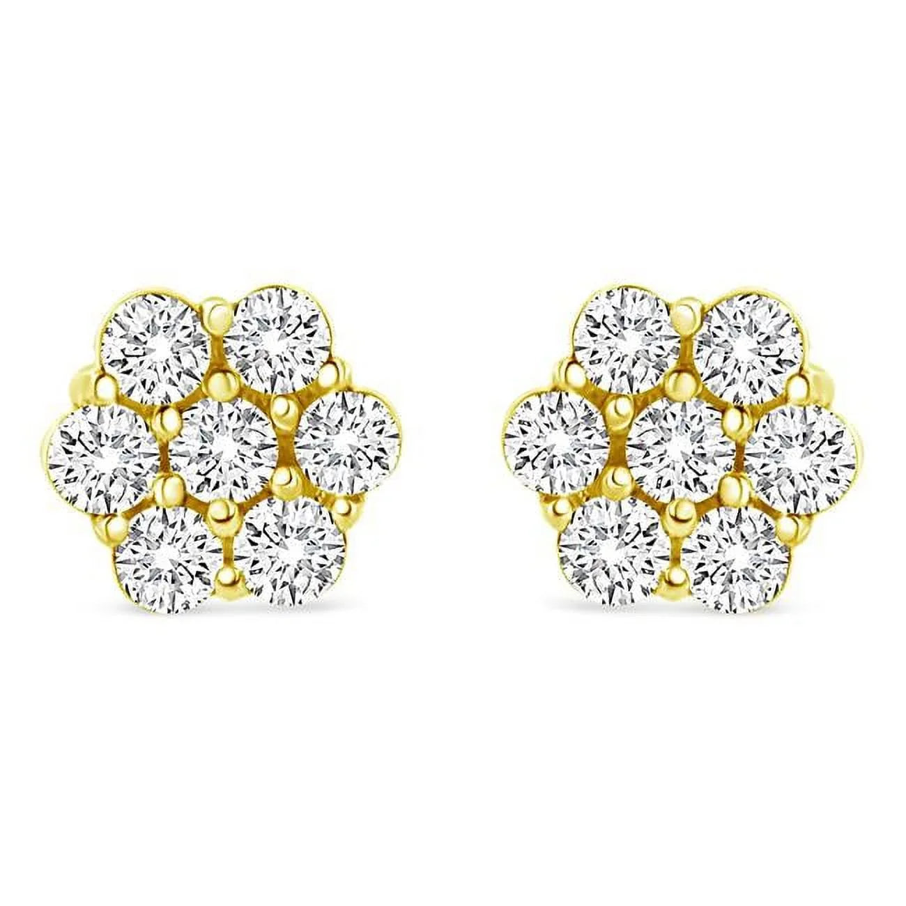 Brilliant 14K Screwback Gold CTTW Clarity Stud Earrings, 0.50 - Color Round I-J Jewels Cluster SI2-I1 Diamond Cut Yellow Infinite Floral