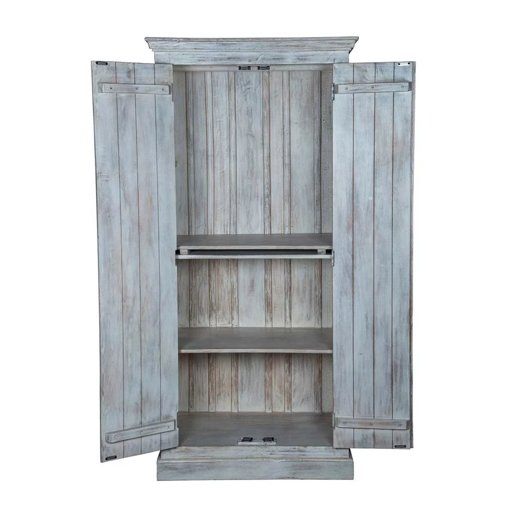 Chic Carved Shabby Wardrobe Maadze White