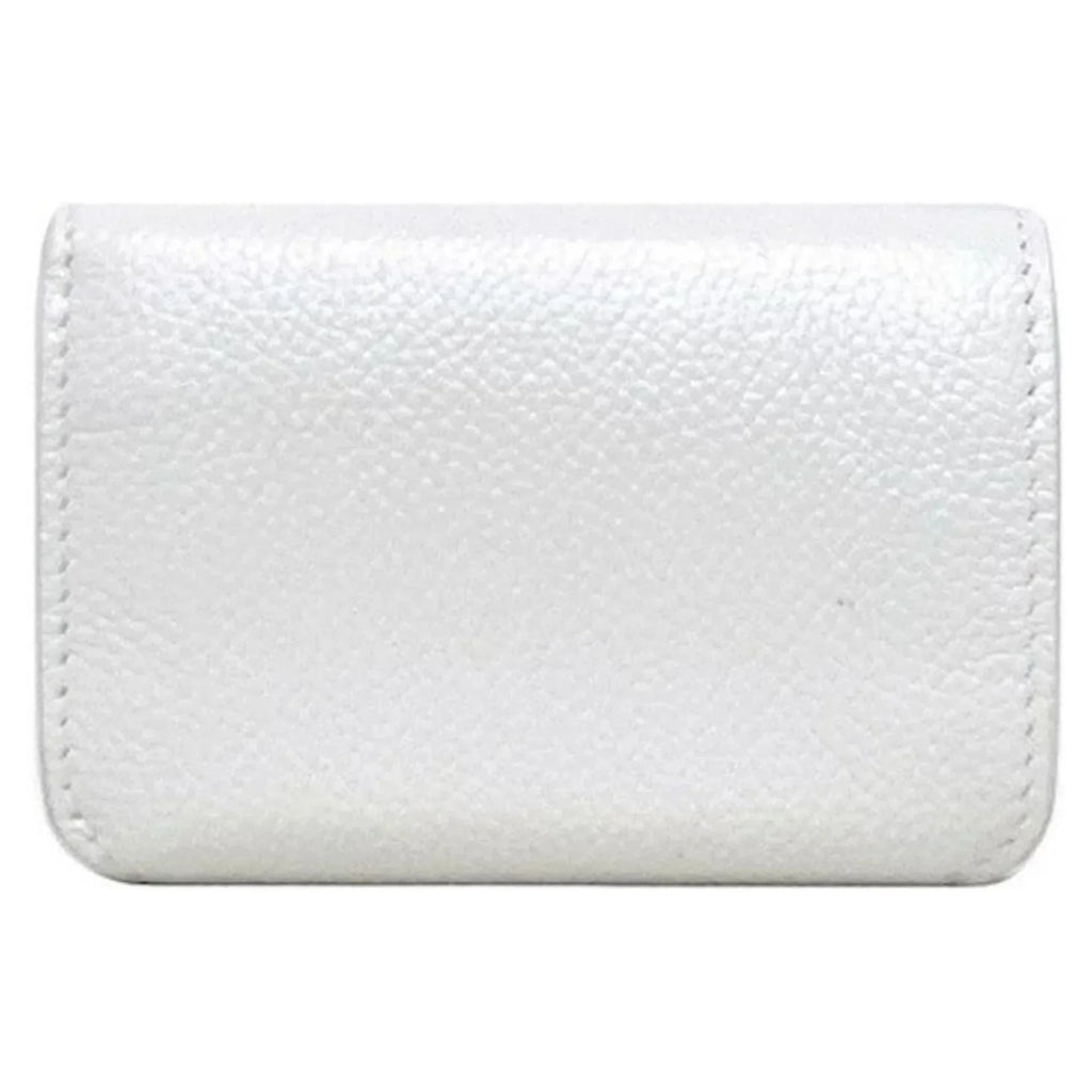 593813 Leather Logo Everyday Wallet Mini Trifold Balenciaga White