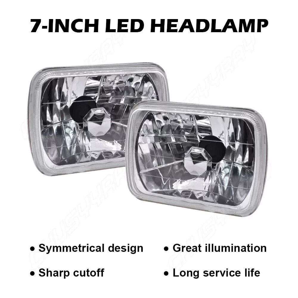 Cherokee 7x6" Wrangler Jeep 1986-1995 LED NEW Pack 2 Headlights For 1984-2001 Lampshade of XJ YJ 5X7"