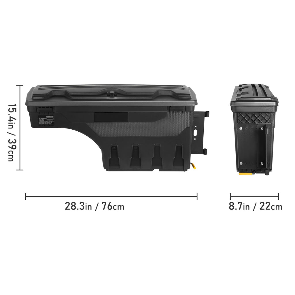 L Box, Compatible Wheel Truck 1500 1500 SKYSHALO Lid, Bed Black, Side Box, Lockable Tool Waterproof Storage GMC Well Sierra with Chevrolet Passenger 2019-2021, ABS 6.6 Gal/20 Silverado