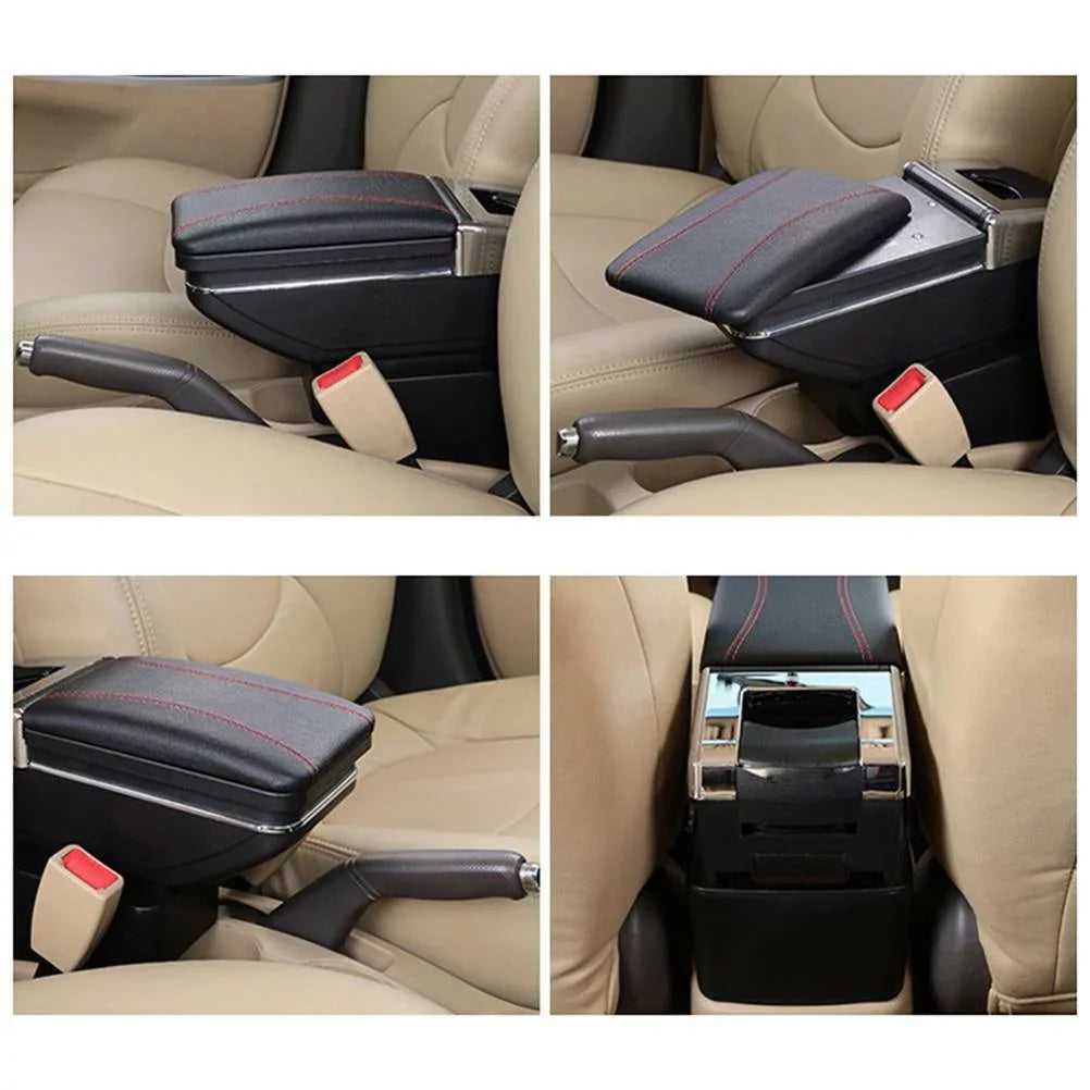 Car for Tiida Box Versa OUKANING Armrest Center Leather Latio 2007-2011 Console Box Storage Black Center Console Rotatable Nissan