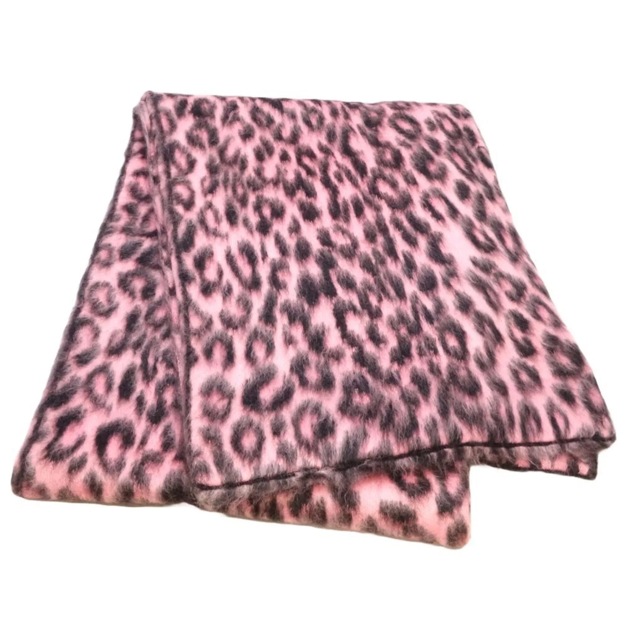 (Good) Scarf Pre-Owned Black Print CELINE Pink Leopard Mohair Nylon x Shawl 180357