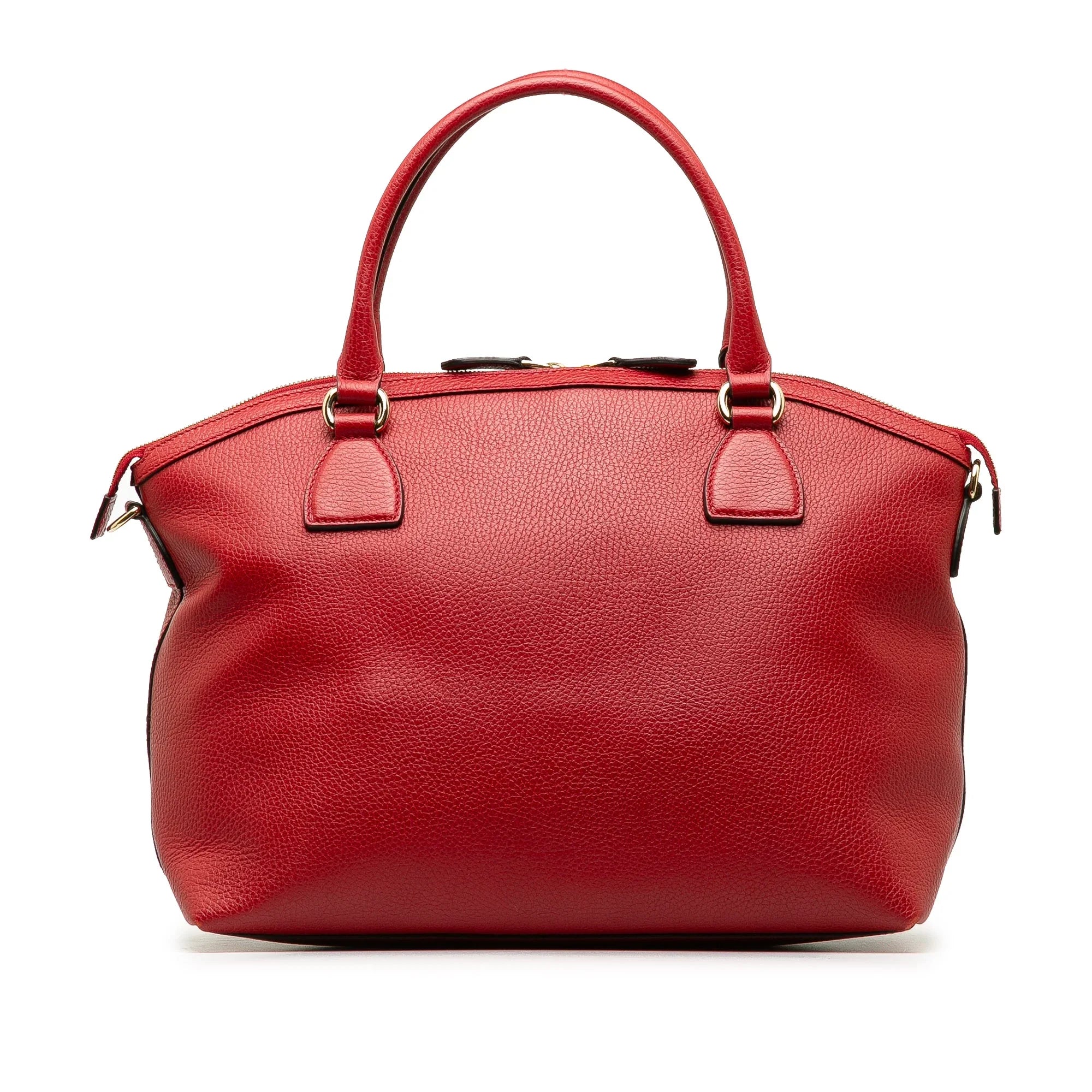 Authenticated Calf GG Pre-Owned Unisex Leather Convertible Charm Red Gucci (Good) Satchel Dome