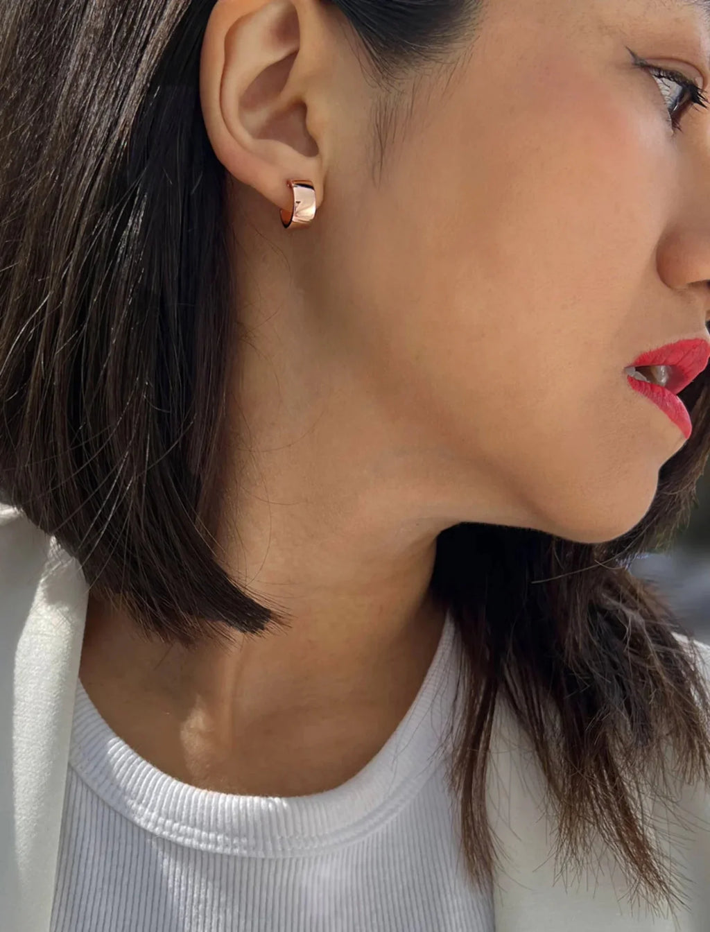 CHUBBY ROSE SILVER EARRINGS MINI GOLD STERLING OVER BOSS 18K HOOP