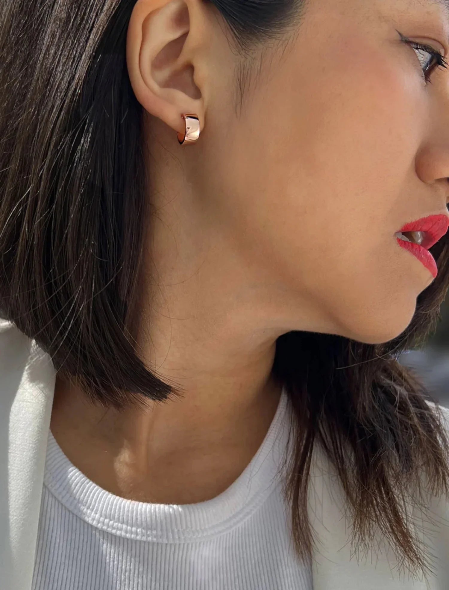 CHUBBY ROSE SILVER EARRINGS MINI GOLD STERLING OVER BOSS 18K HOOP