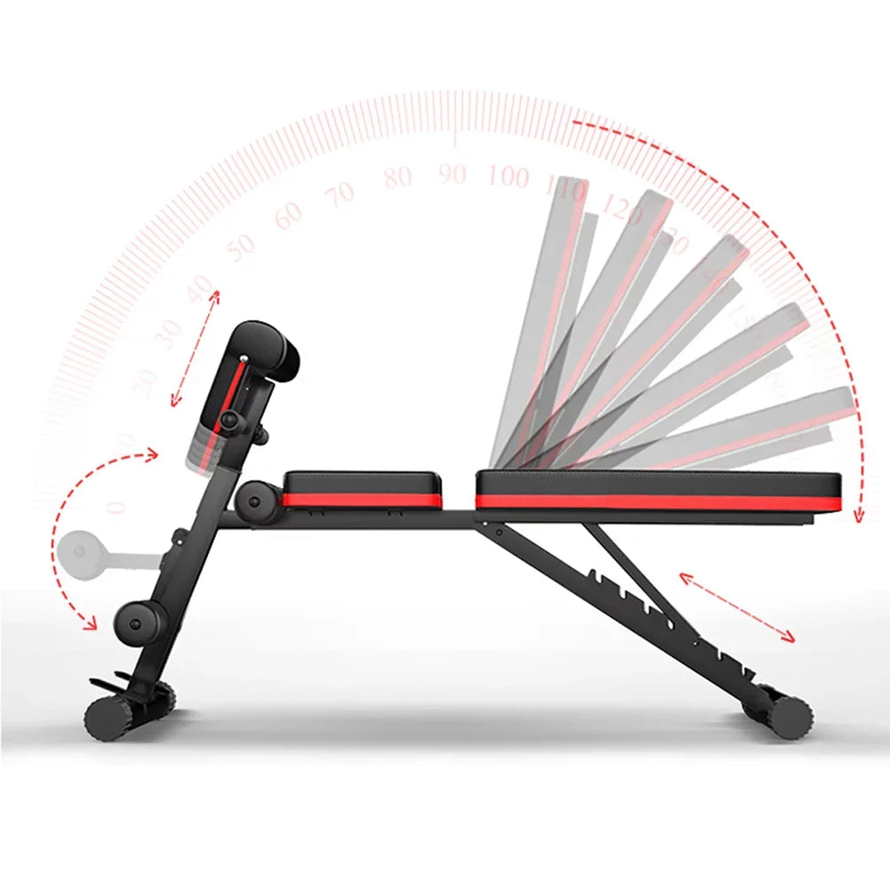 Bocianelli Elastic Exercise Bench with Ropes Folding Machines, Bench Weight Adjustable 400lbs Capacity,
