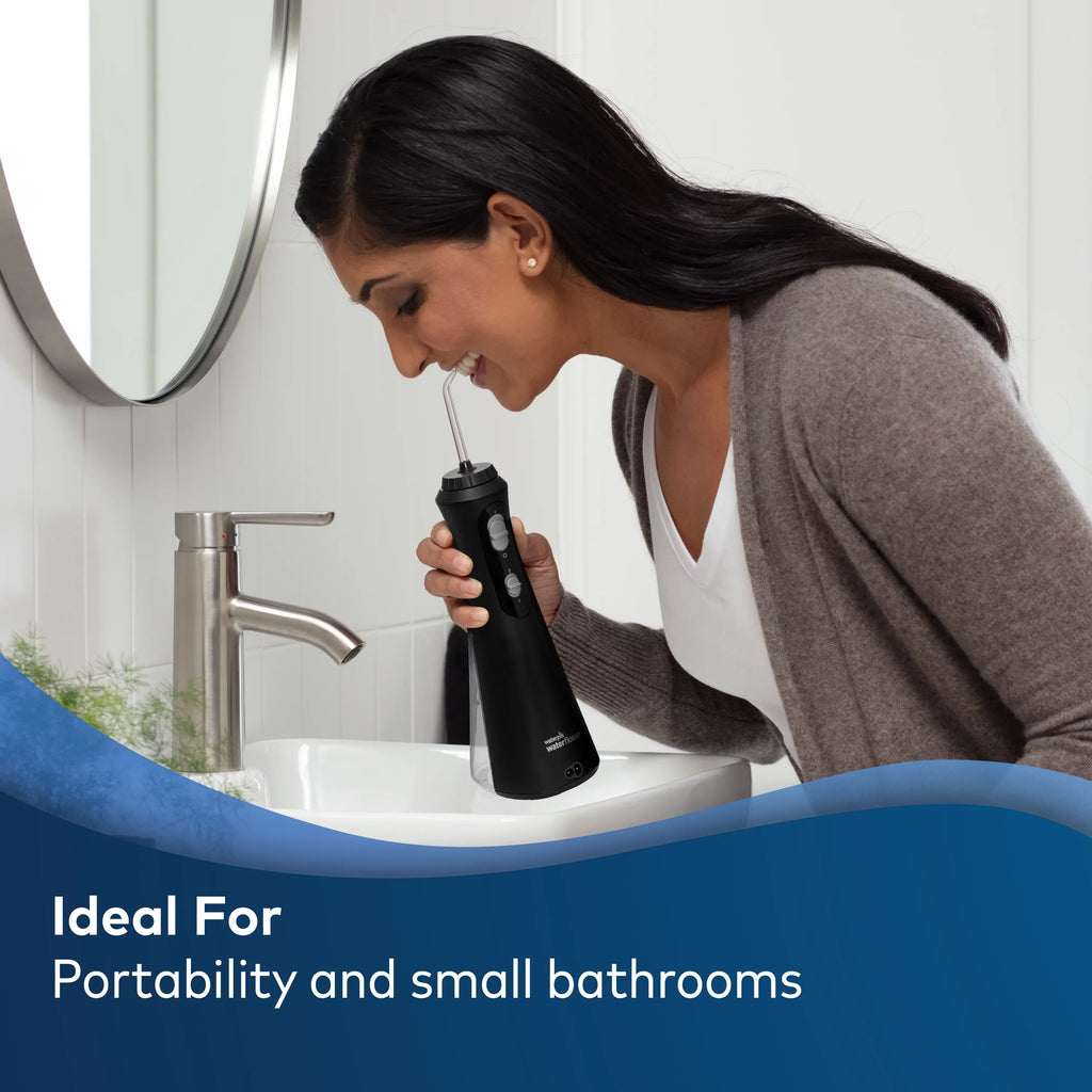 Cordless Oral Flosser Portable Irrigator, Waterpik Water Plus Black