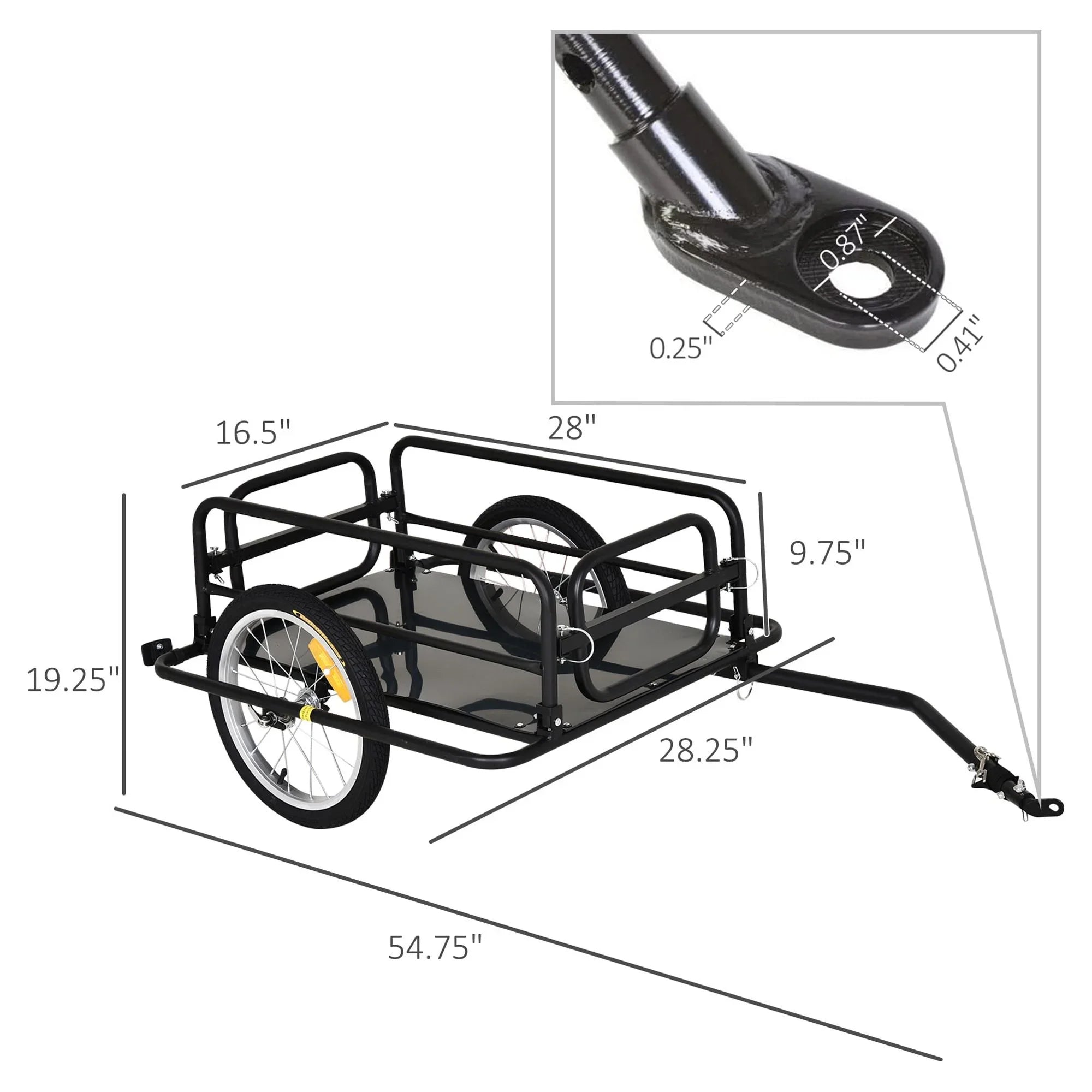 Bike Hitch, Aosom Bicycle Trailer with Trailer Wagon Foldable Cargo Black Cart
