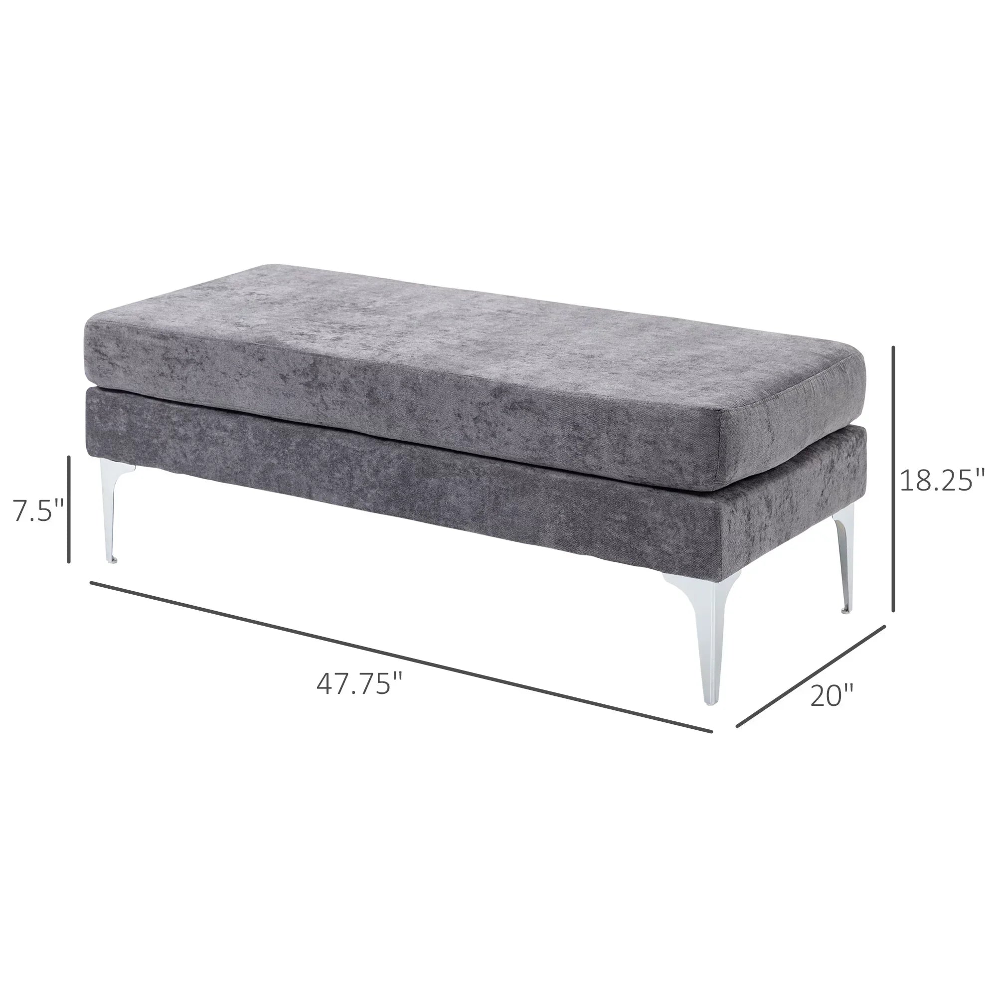 with 48" Dark Steel Bench Gray of End HOMCOM Bed Legs,