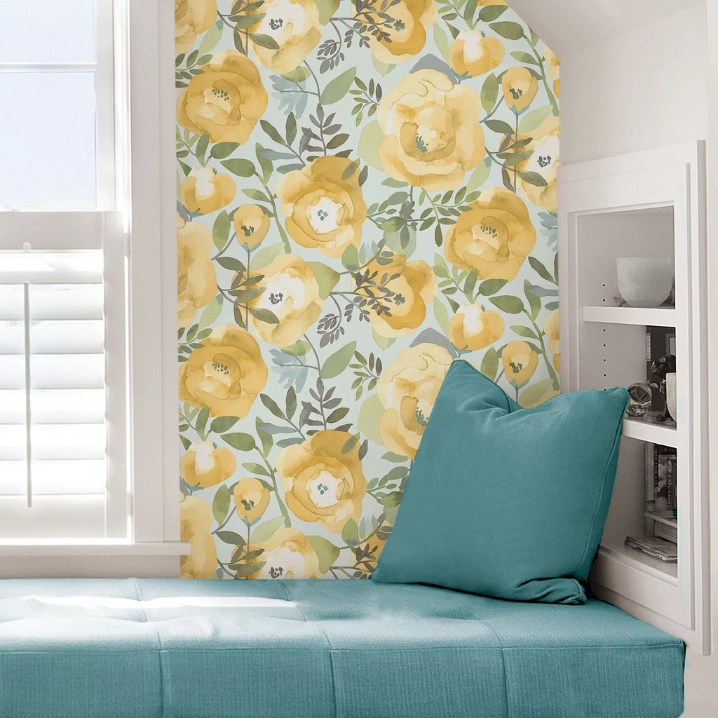 Yellow 30.75 Peel Keen Vinyl 20.5-in, NuWallpaper by Stick And Peachy 216-in ft. sq. Wallpaper,