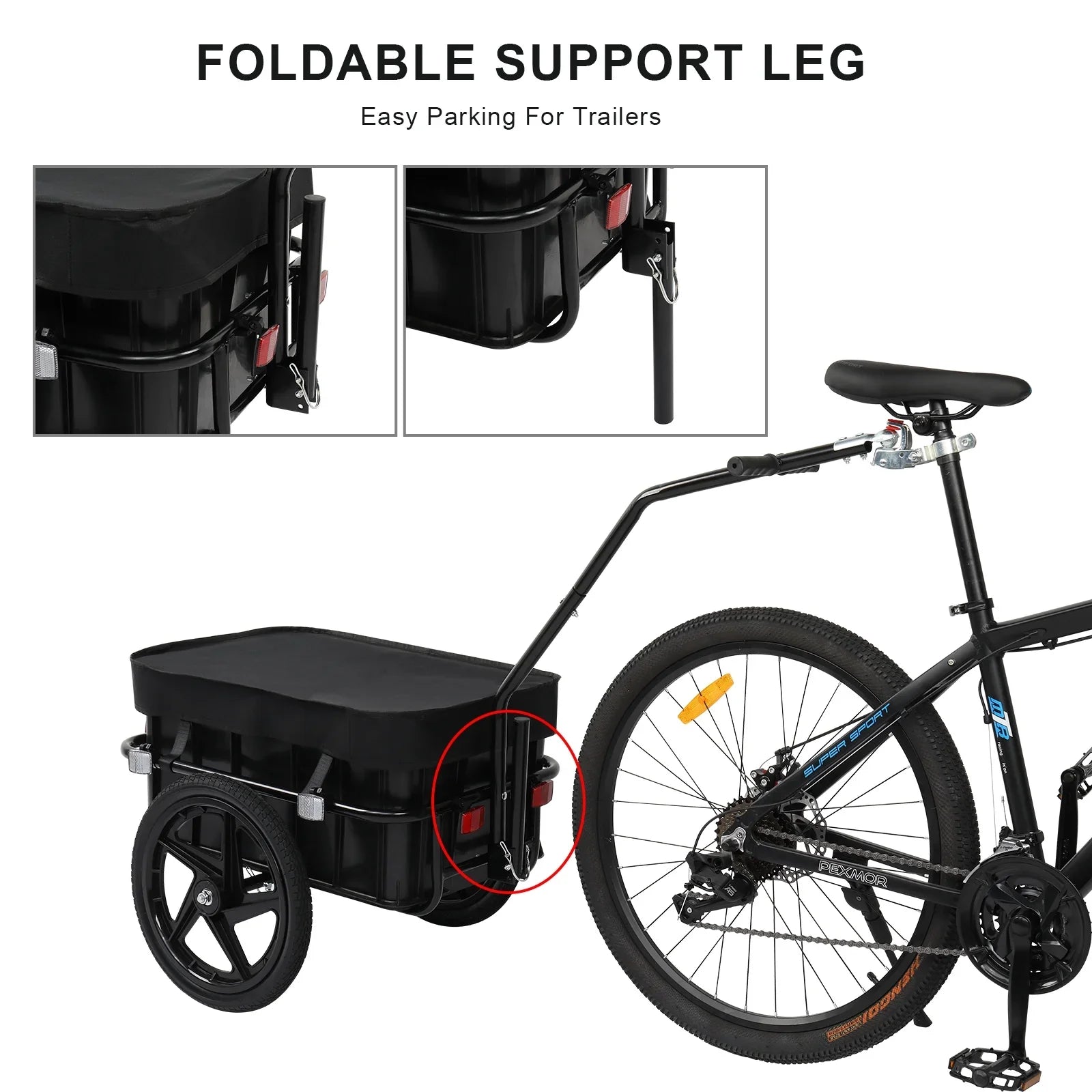 Coupler PEXMOR Trailer, Bicycle Cargo & Wagon Bike Waterproof Cover Trailer W/Universal