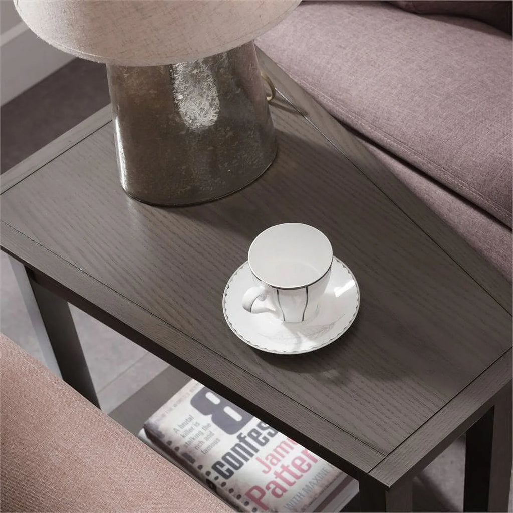 Wedge Table Wood Bowery Slate Shelf Smoke in Hill with Gray/Black