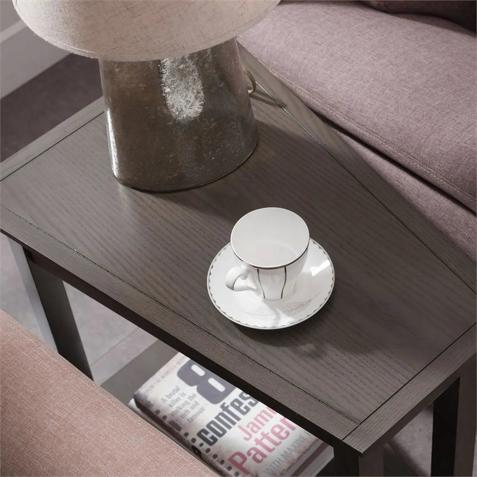 Wedge Table Wood Bowery Slate Shelf Smoke in Hill with Gray/Black
