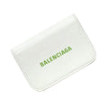 593813 Leather Logo Everyday Wallet Mini Trifold Balenciaga White