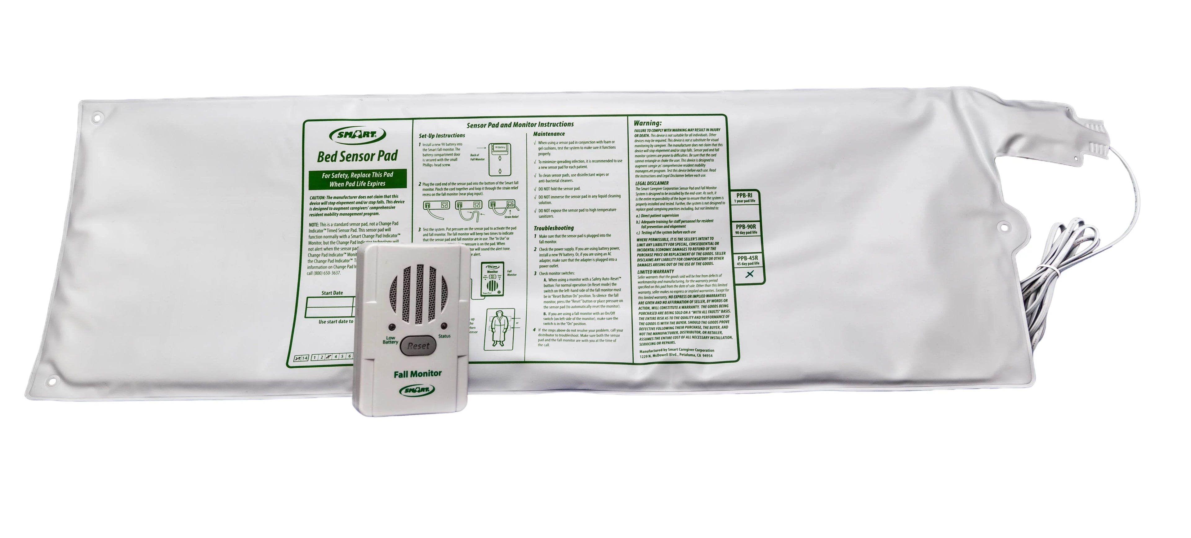 45-Day) Bed Bed/Chair Corded Weight-Sensing System Fall (10"x30", Exit Pad With Prevention Alert