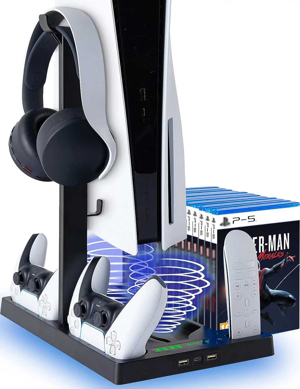 New Game Stand Indicator Slots PS5 with - 15 Controller and Bundle Fan AXTION Vertical Cooling Lamps Like BOLT Charger and Dual