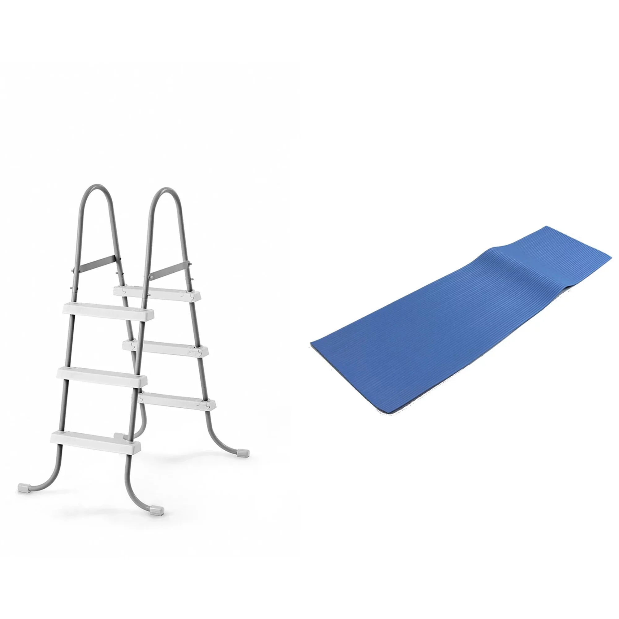 Protective Ladder Frame Mat Pool + 42-Inch Ground Ladder Pool Steel Intex Above