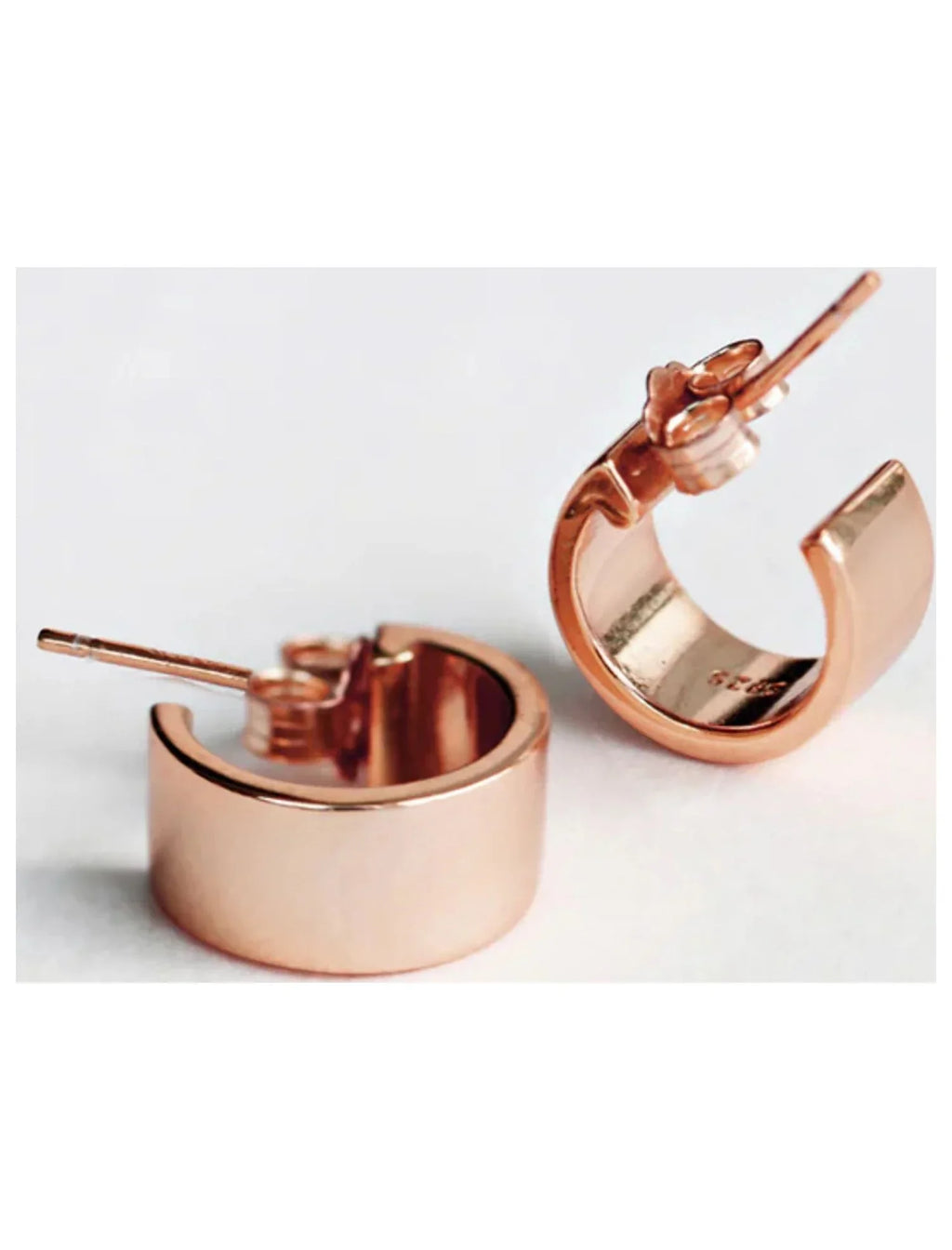 CHUBBY ROSE SILVER EARRINGS MINI GOLD STERLING OVER BOSS 18K HOOP