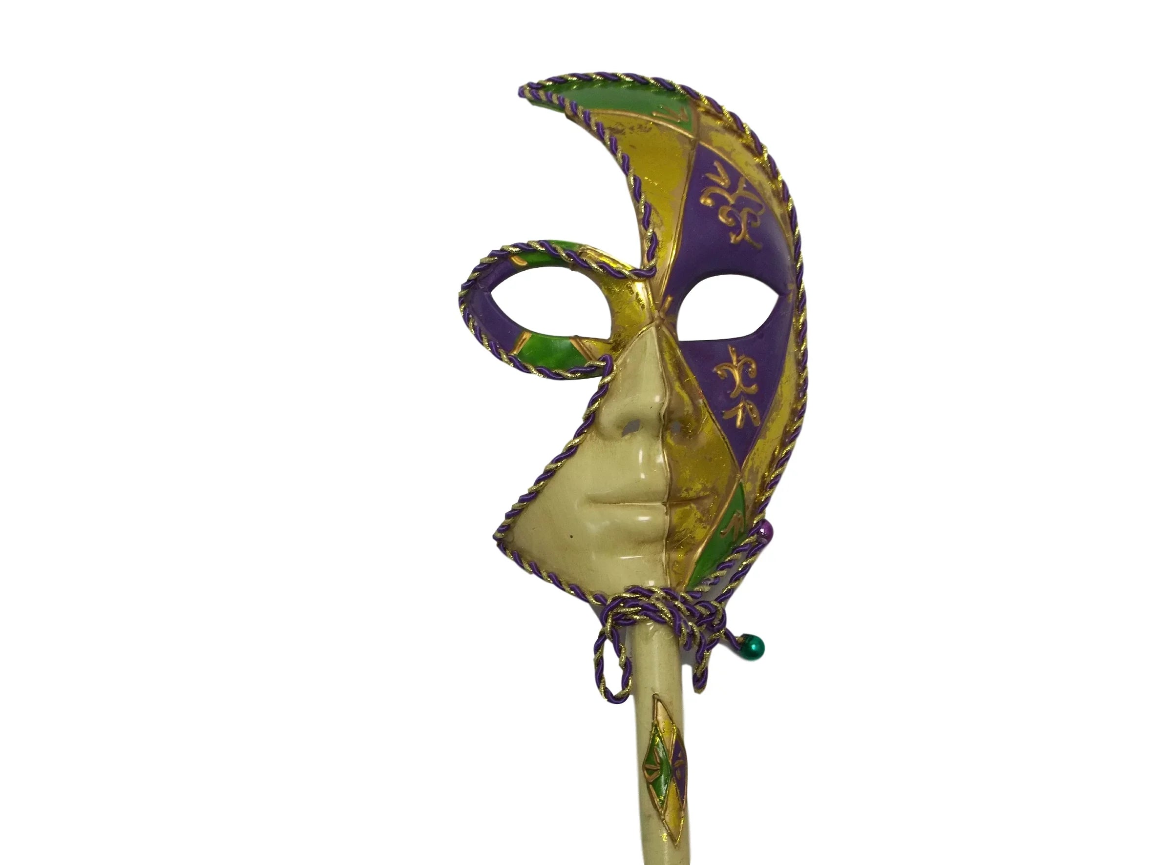 Stick Lis Green New Fleur De Venetian Orleans Ladies Mask Gold Purple