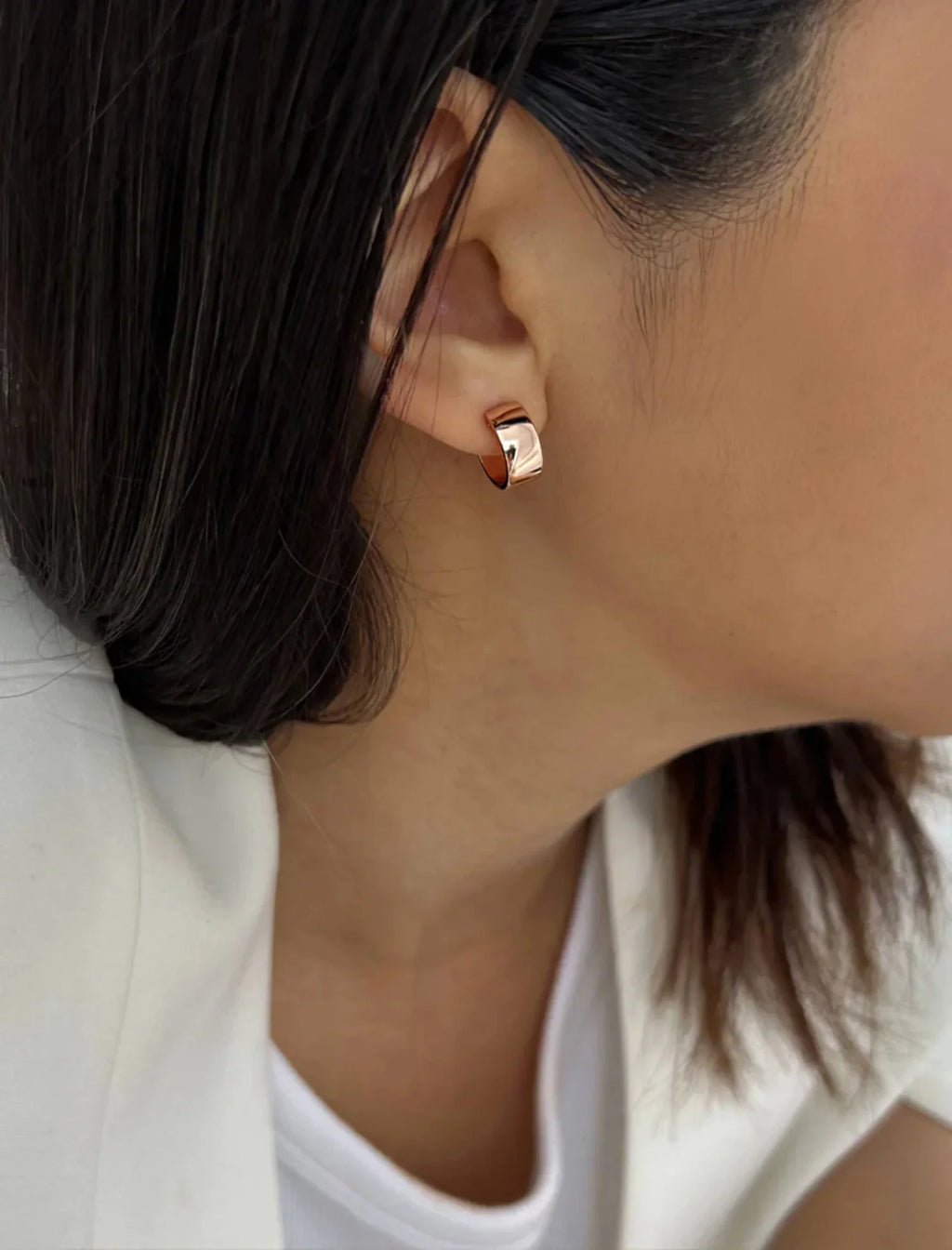 CHUBBY ROSE SILVER EARRINGS MINI GOLD STERLING OVER BOSS 18K HOOP