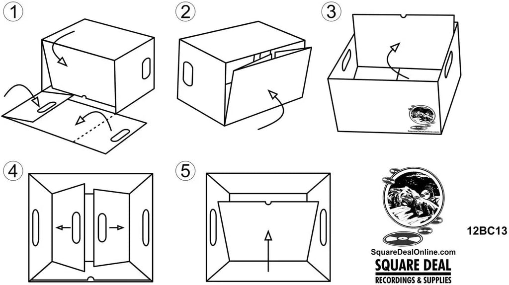 with Record - Records - - to Set or Vinyl of Discs Laser up Storage 10 Sturdy 90 Removable Cardboard 12" Lid #12BC13 Holds Box Boxes