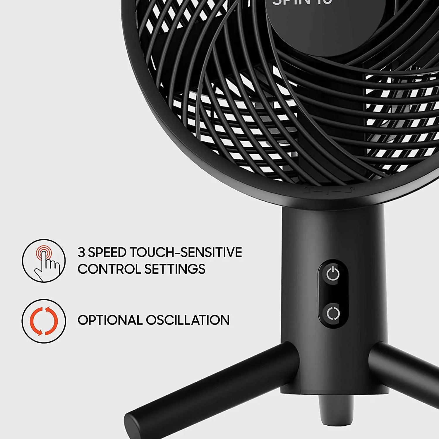 SPIN Sharper Desktop Image Fan, Oscillating 15.5", Black 10