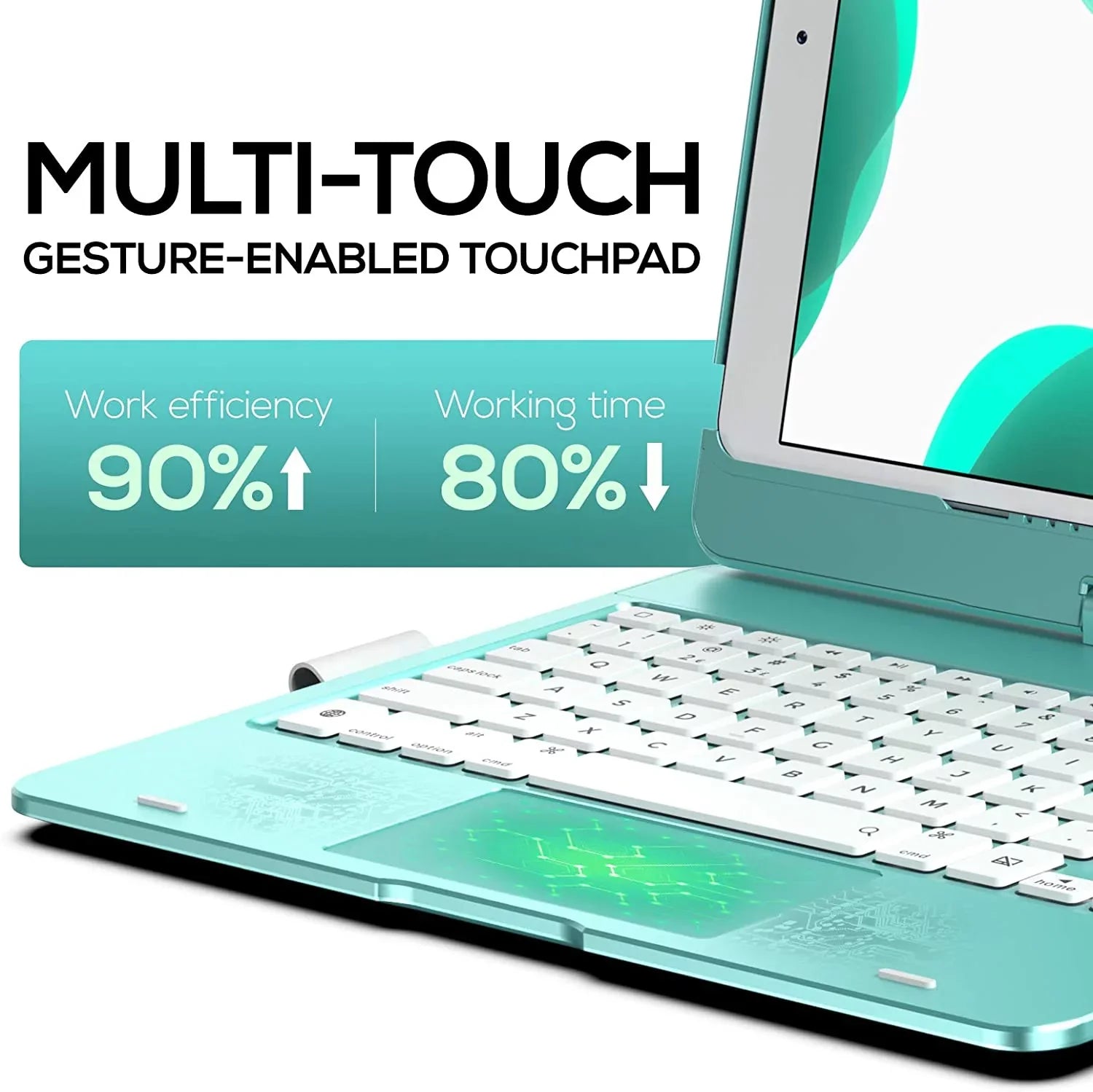 Trackpad 10.5, iPad Gen, (Seafoam) 8th Holder Keyboard Air Generation with Slim Pencil Cover Protective 3, with (2020), Pro Generation Wireless (2021), Typecase Backlit 7th for 9th Case 10.2-inch iPad