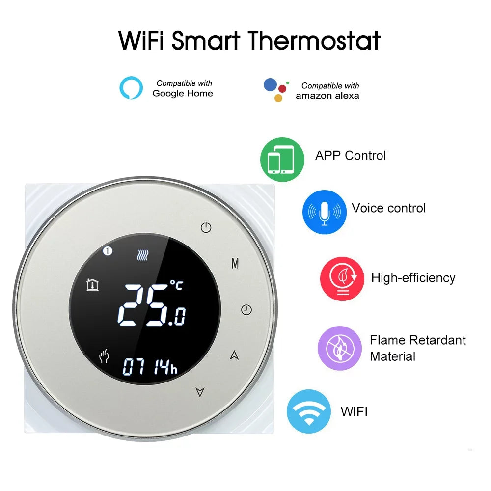 Backlight Boiler Dry Echo/ Voice HomeIFTTT Touchscreen LCD with Programmable with Controller Gas Compatible Heating Control