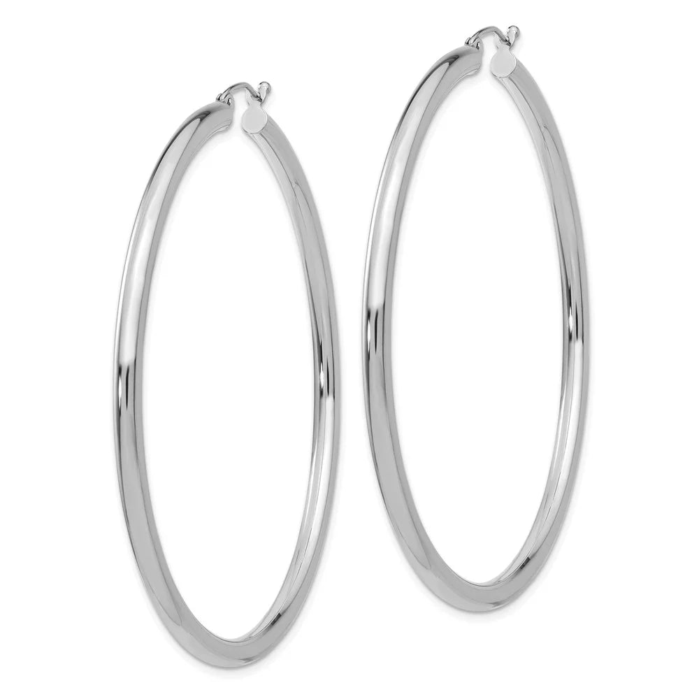 Tube and for Real Earrings; Hoop Polished 3mm Men Adults for Women White Teens; 14kt Gold and