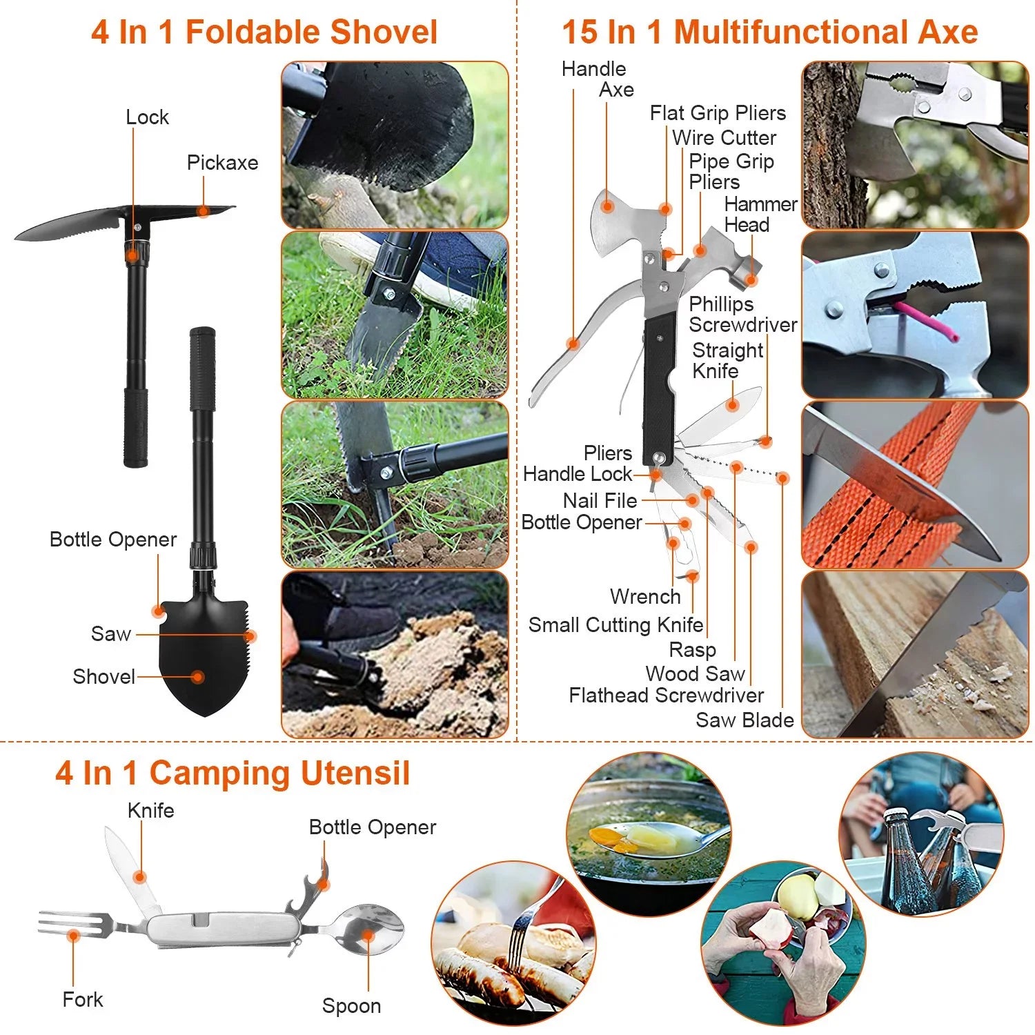 Equipment for Kits, and Professional Survival Gear Hiking Dad Emergency Adventure, Hunting 125Pcs Tools for Camping 8.66x6.3x5.9in Husband, Tactical Gifts Survival iMounTEK Outdoor