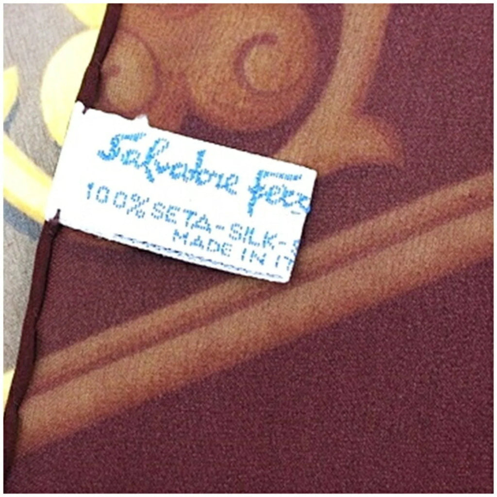 Large Scarf Wine Women's Ferragamo (Good) Beige Pre-Owned Muffler Silk x Salvatore Pattern Tiger