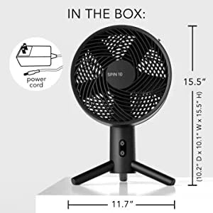 SPIN Sharper Desktop Image Fan, Oscillating 15.5", Black 10