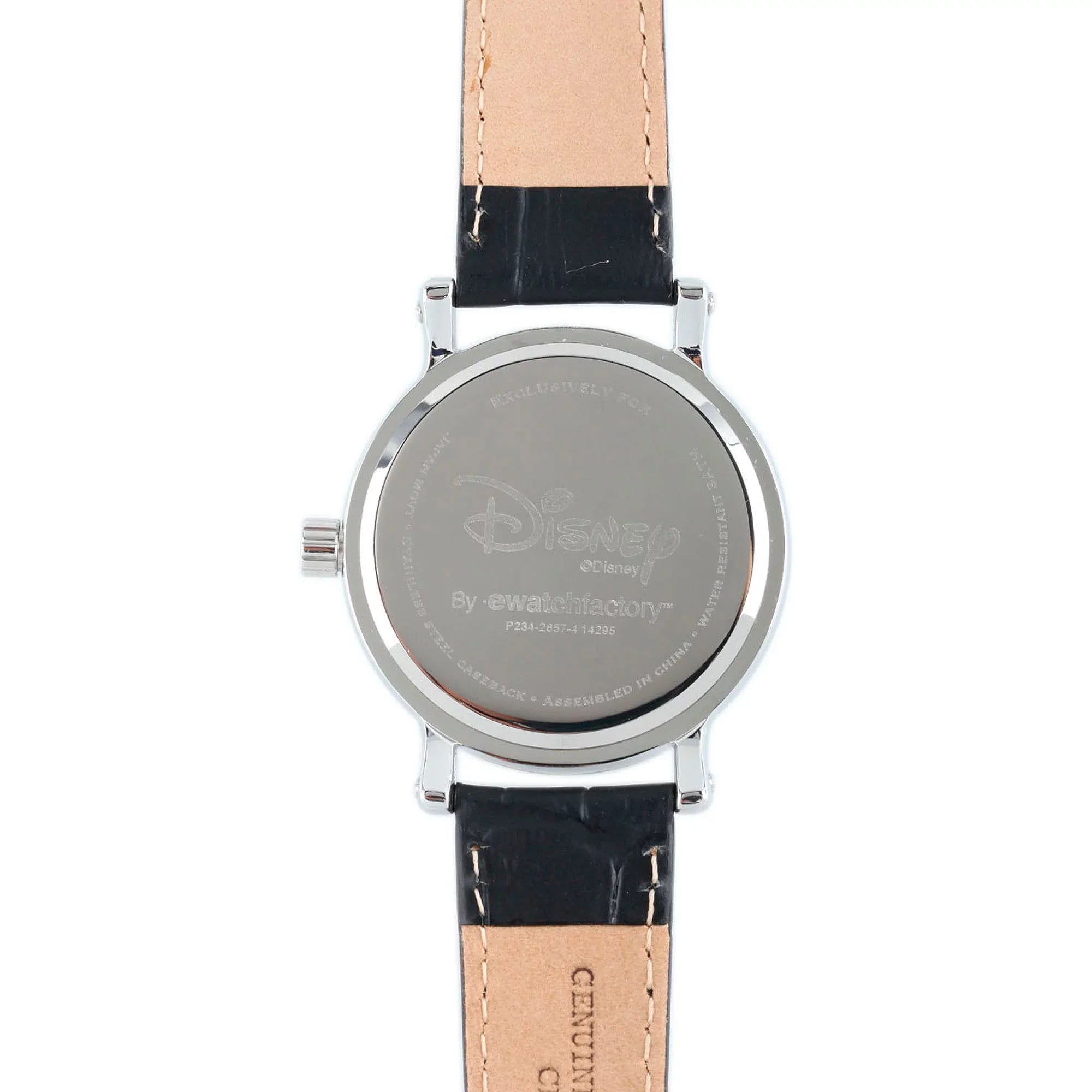 Leather Silver Women's Alloy Articulating Watch, Strap Black Shinny Mouse Vintage Case Minnie
