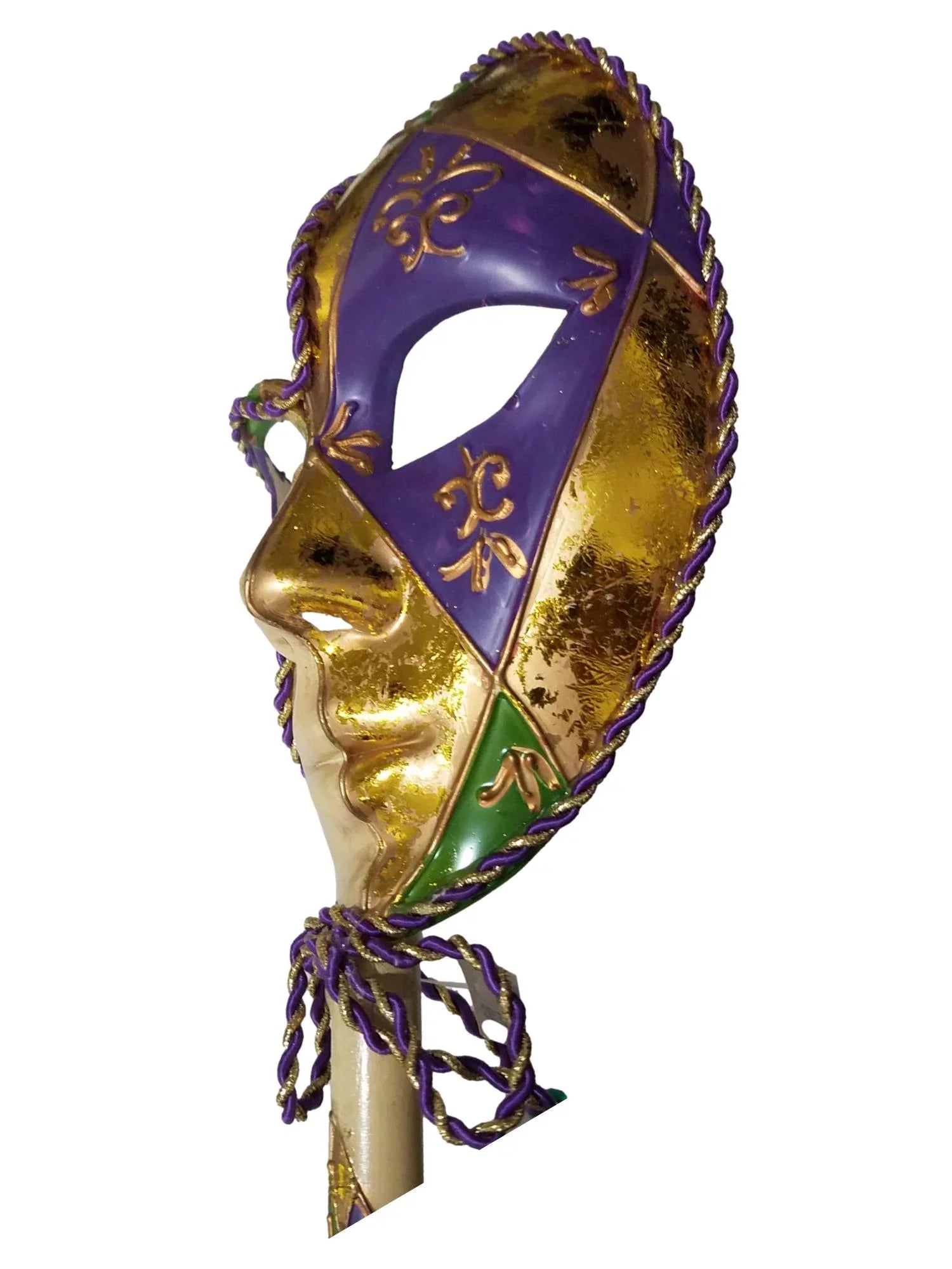 Stick Lis Green New Fleur De Venetian Orleans Ladies Mask Gold Purple
