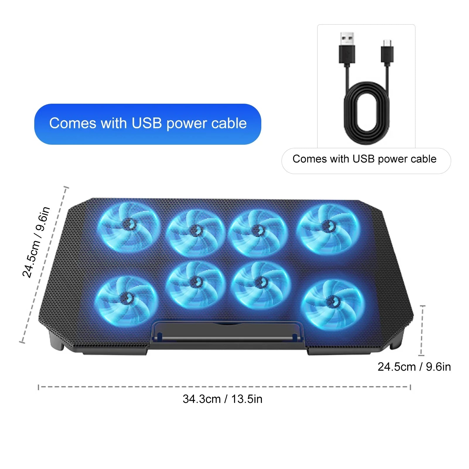 with and USB Fan Cooling 10-15.6 Strength 2 Inch Laptop Ports Adjustable Fan, Htovila