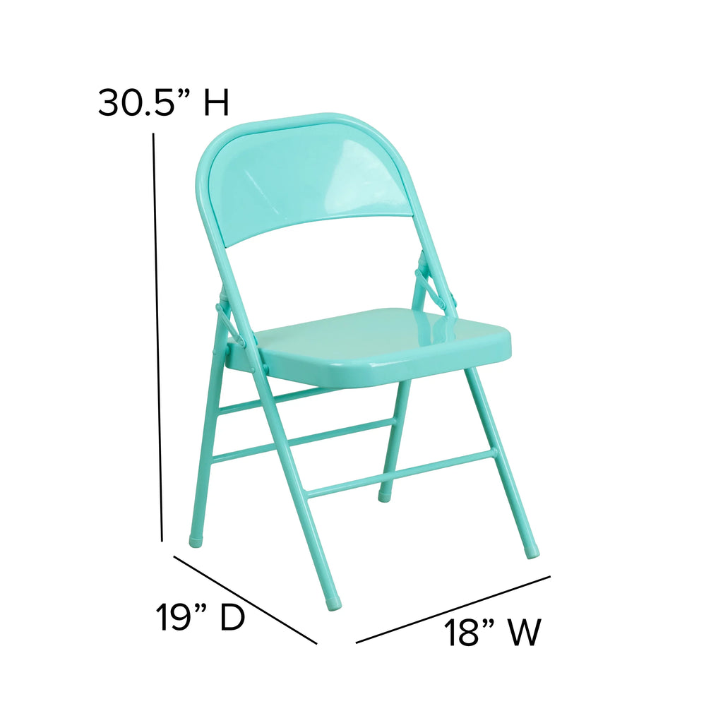& Teal Tantalizing Metal Folding Double Chair Hinged Series Flash Braced Furniture HERCULES COLORBURST Triple