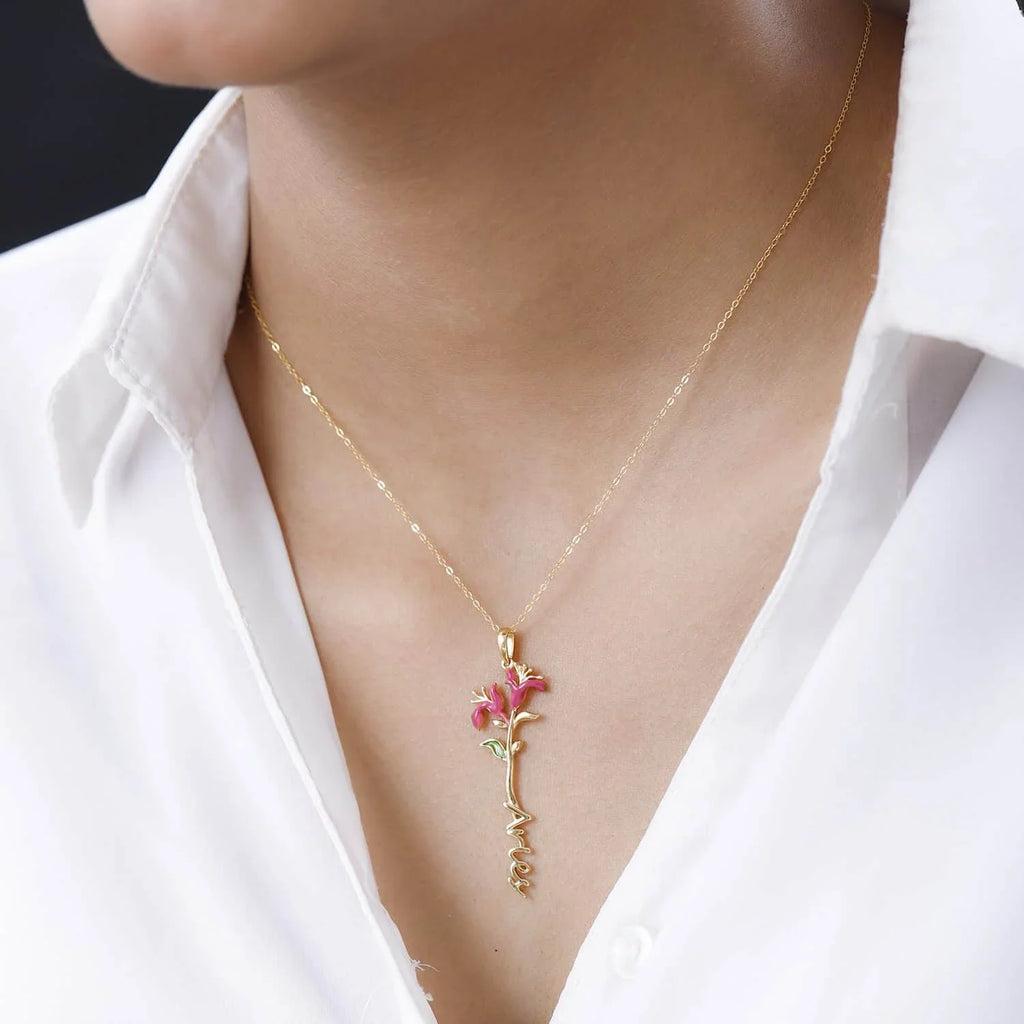 for Women Women Aries Honeysuckle Necklace Enameled 16-18" Pendant Gifts Jewelry Shop 925 Yellow Gold LC 14K Zodiac Birth for Green Women Size Sterling Gifts for Pink Plated Birthday Silver