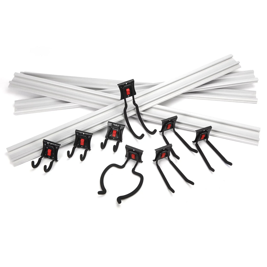 System Rail Garage Organizer Kit Hyper Snap Tough Quick-Release 12-Piece