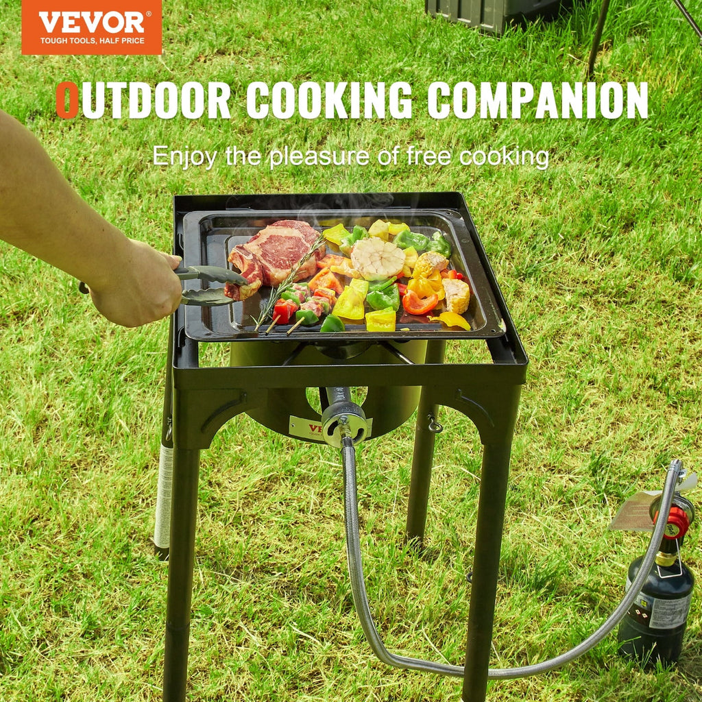 Camping Stand 30000BTU Portable PSI BBQ w/Detachable Stove Cooker Burners Adjustable Legs Duty Cooker Cooking Burner Propane Outdoor Regulator, & Single Gas Heavy Gas SKYSHALO Stove